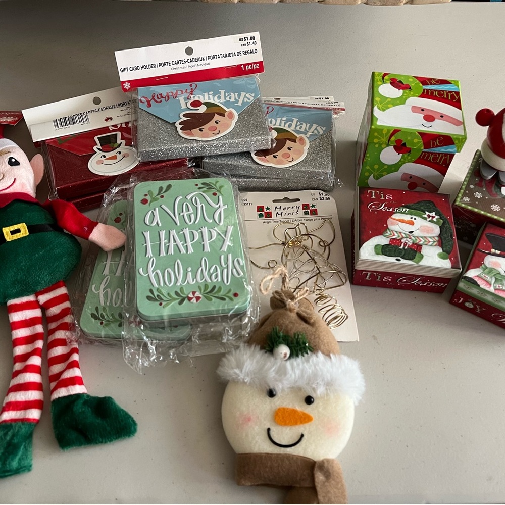 Christmas lot all brand new  never used. Only wooden Santa is pre owned vintage